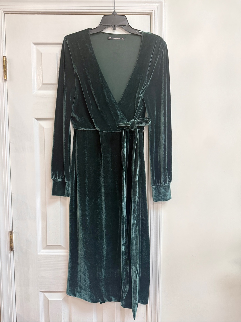 Zara Velvet Wrap Dress - Deep Green